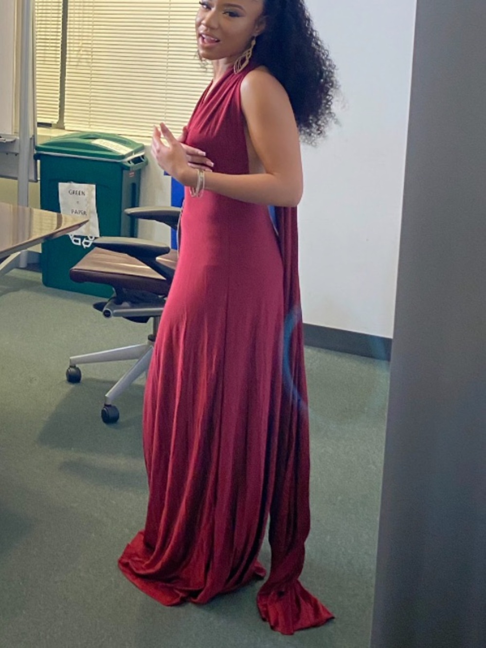 Lulu's Deep Red Backless Halter Evening Gown